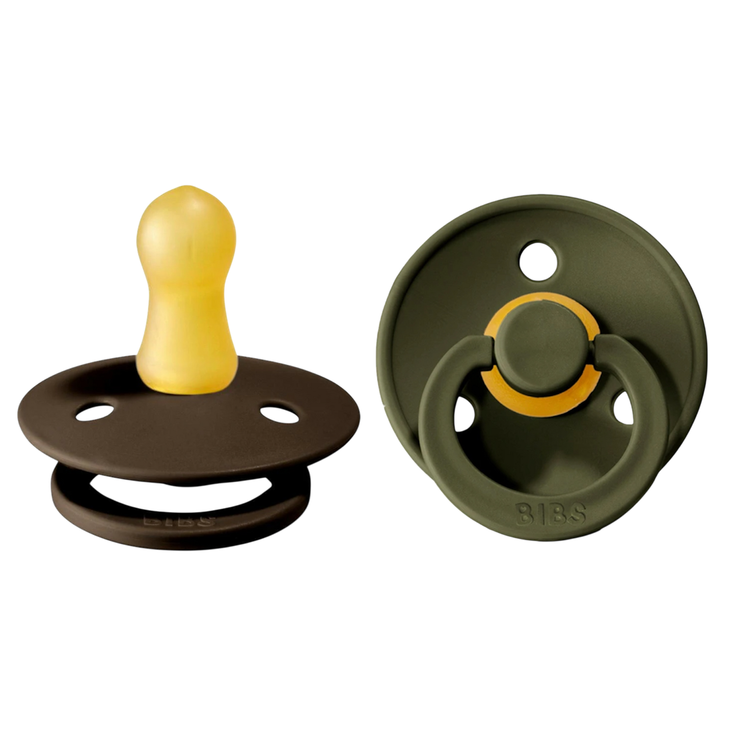 Bibs Colour Pacifier 2 Pack—Chocolate & Hunter Green