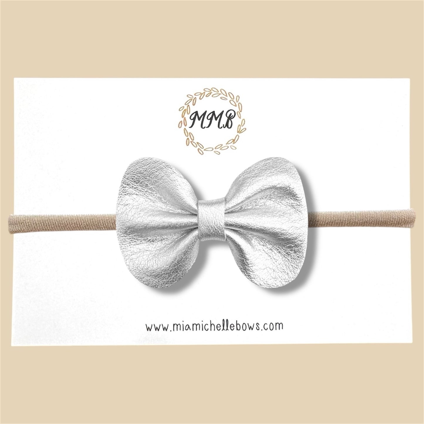 Silver Genuine Leather Bow