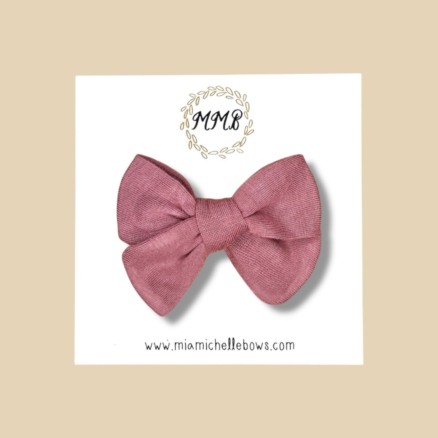 Mauve Stretch Knit Hand Tied Bow