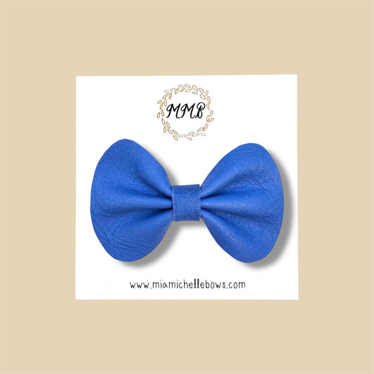 Bright Blue Genuine Leather Bow