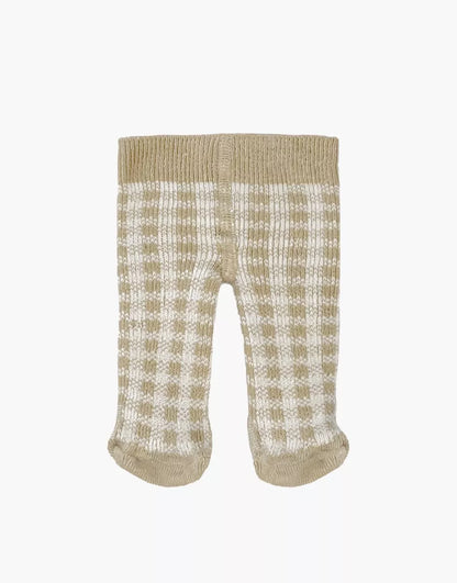 Doll—Tights 2 Pack in Cream and Tan Plaid