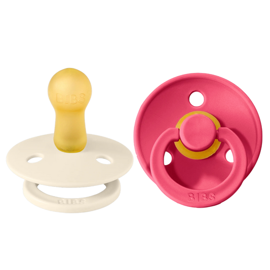 Bibs Colour Pacifier 2 Pack—Ivory & Coral