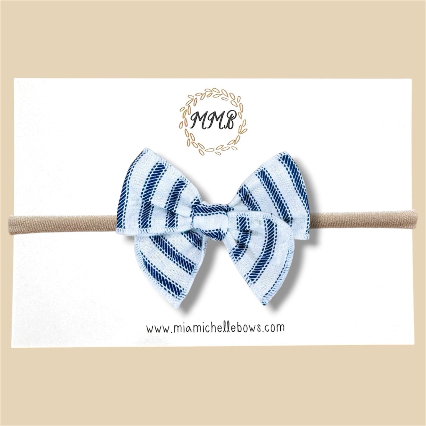 Denim Blue Stripe Fairytale Bow