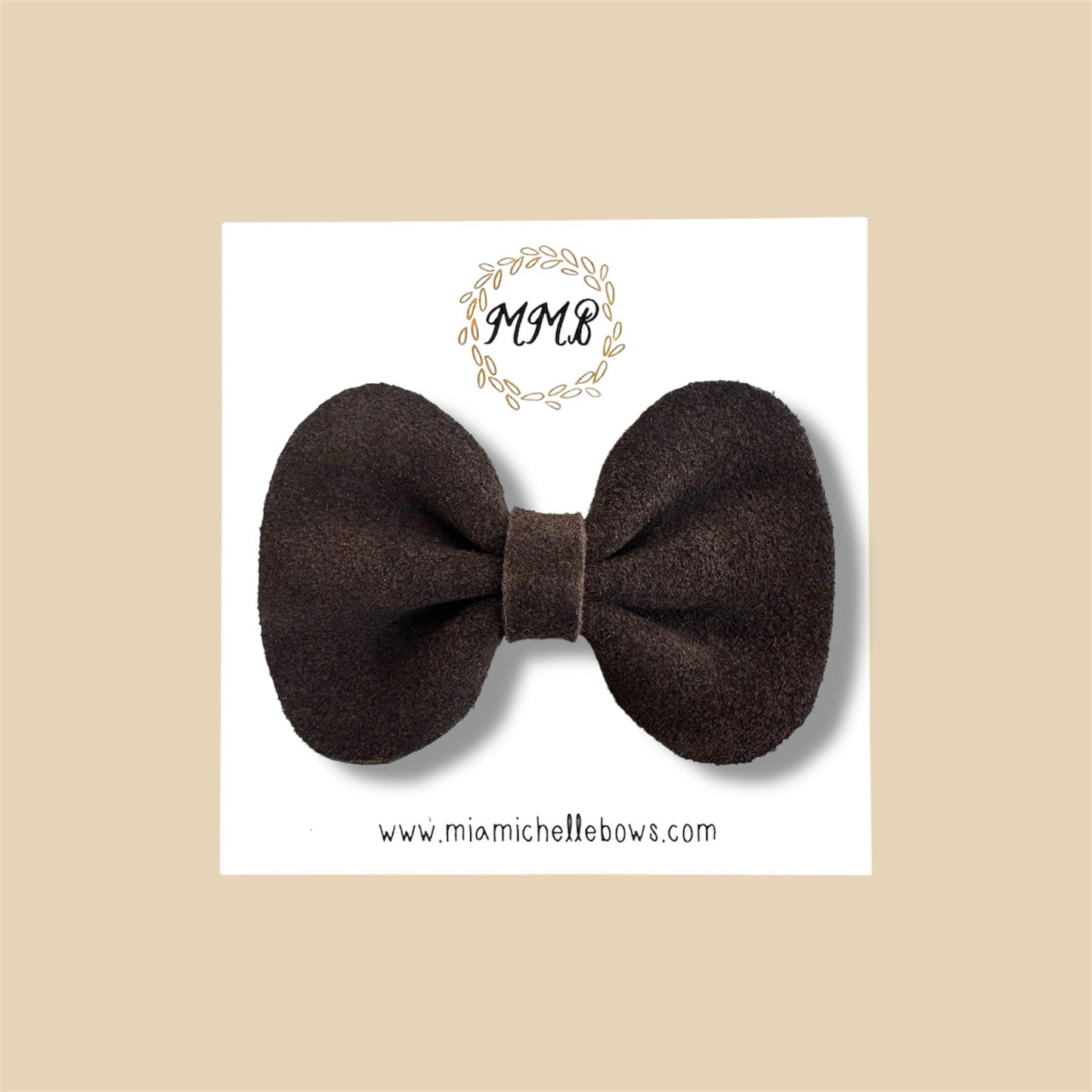 Dark Brown Suede Genuine Leather Bow