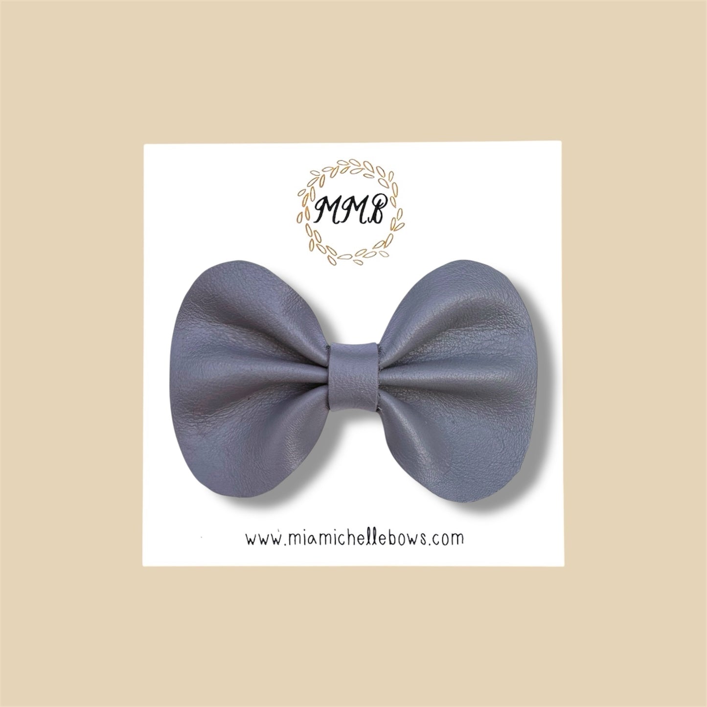 Cool Gray Genuine Leather Bow