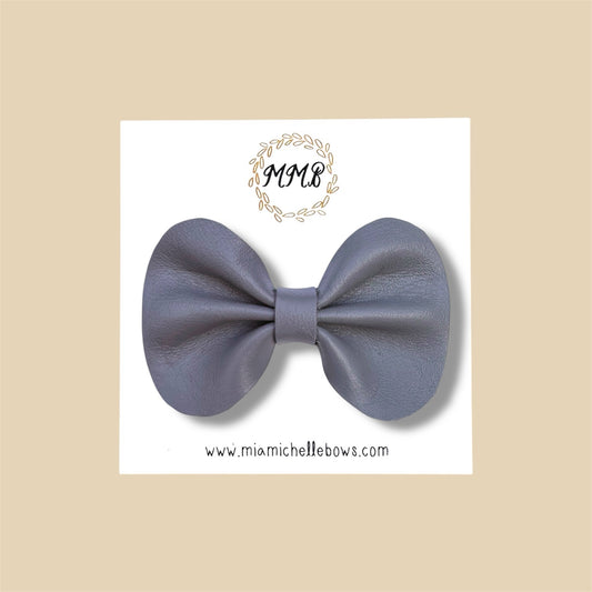 Cool Gray Genuine Leather Bow