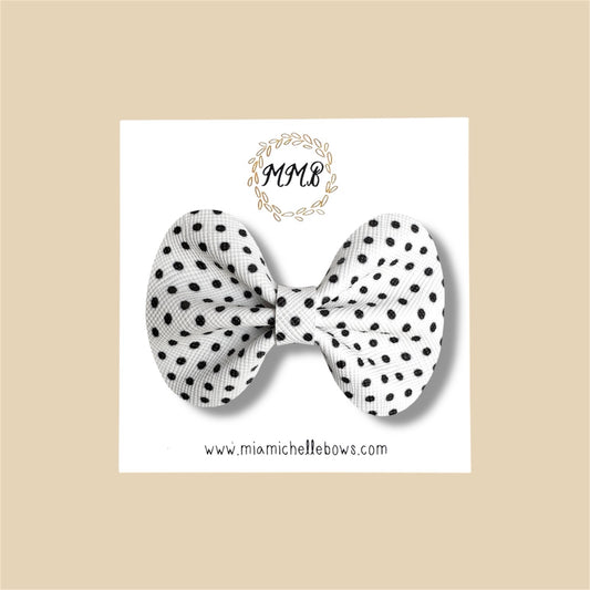 Black & White Polkadot Vegan Leather Bow