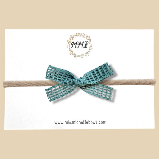 Skinny Lace Bow in Deep Teal