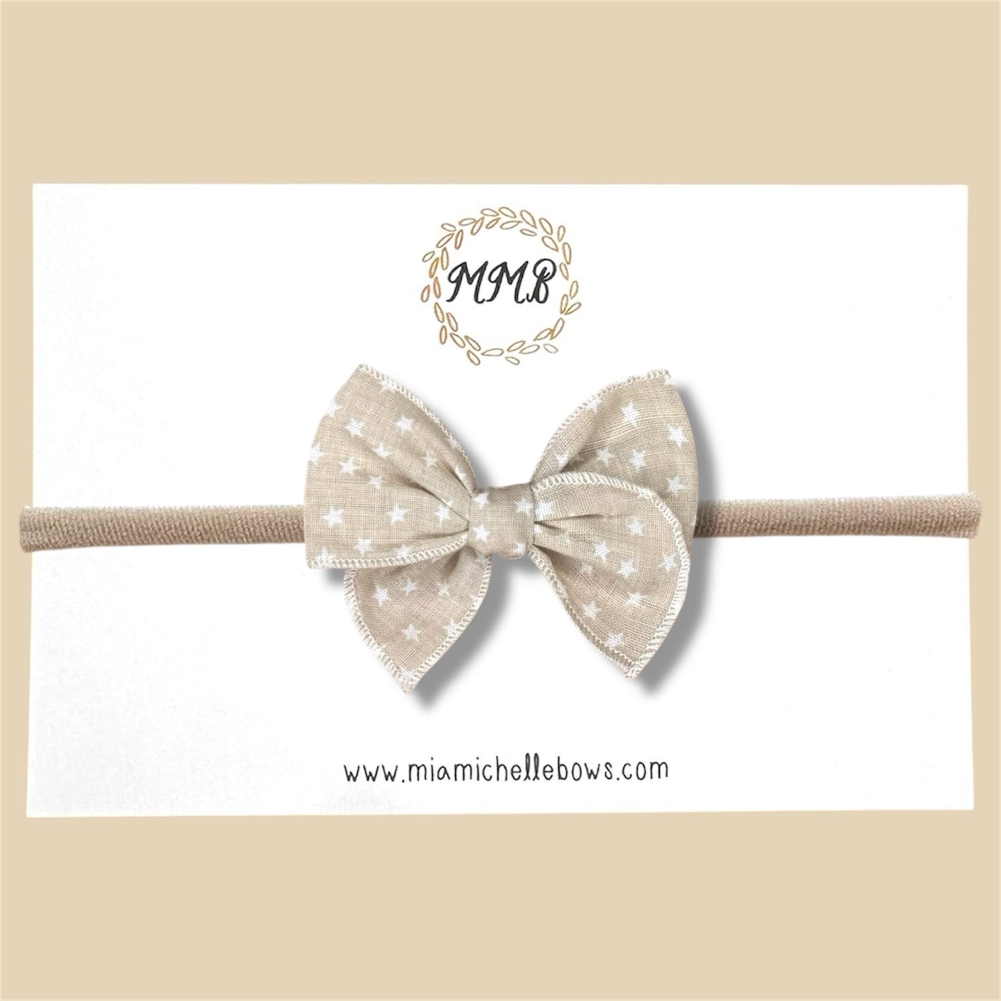 Tan Stars Fairytale Bow