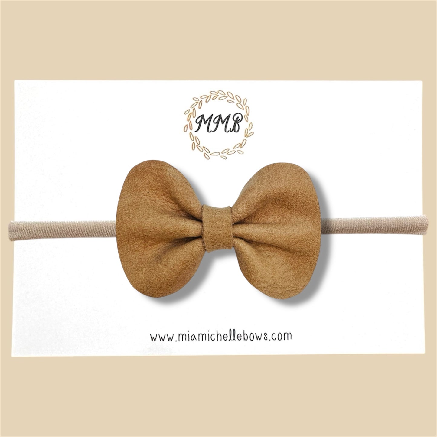 Tan Genuine Leather Bow