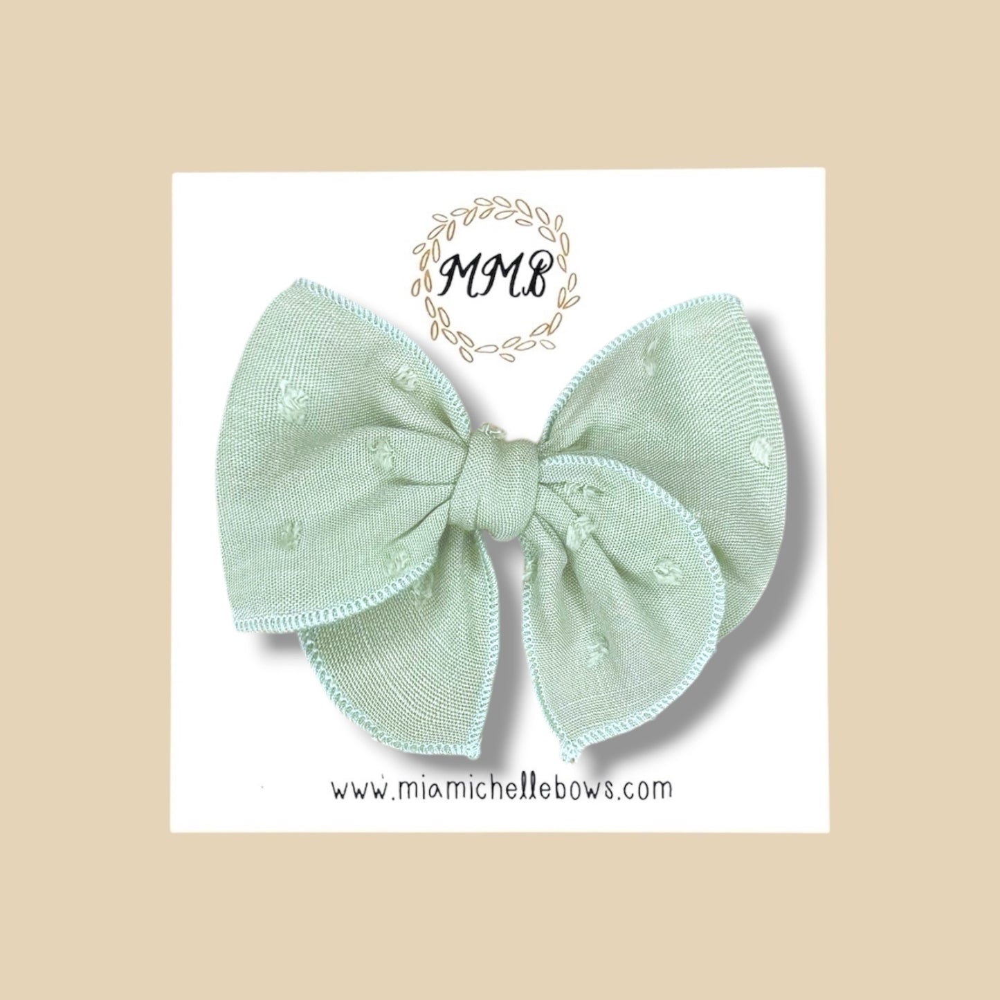 Mint Swiss Dot Fairytale Bow