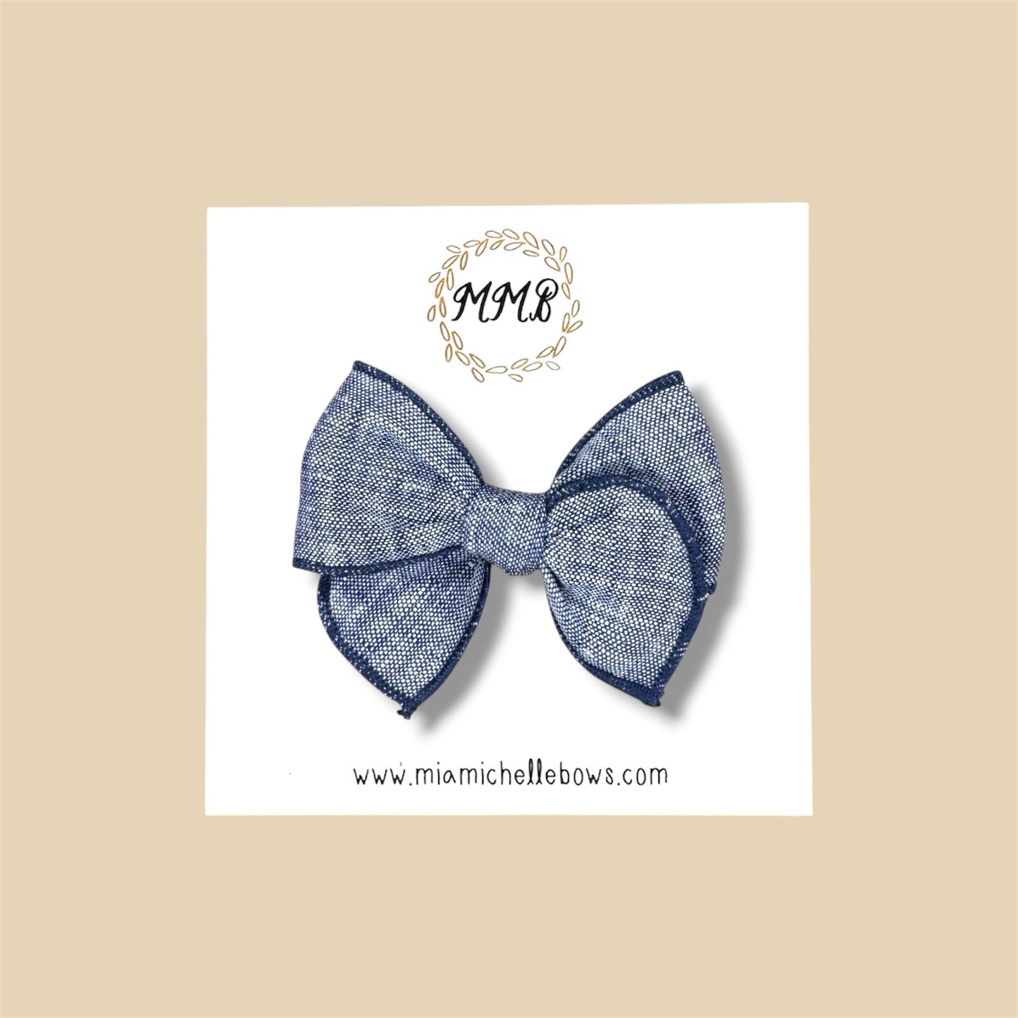 Heathered Navy Blue Linen Fairytale Bow