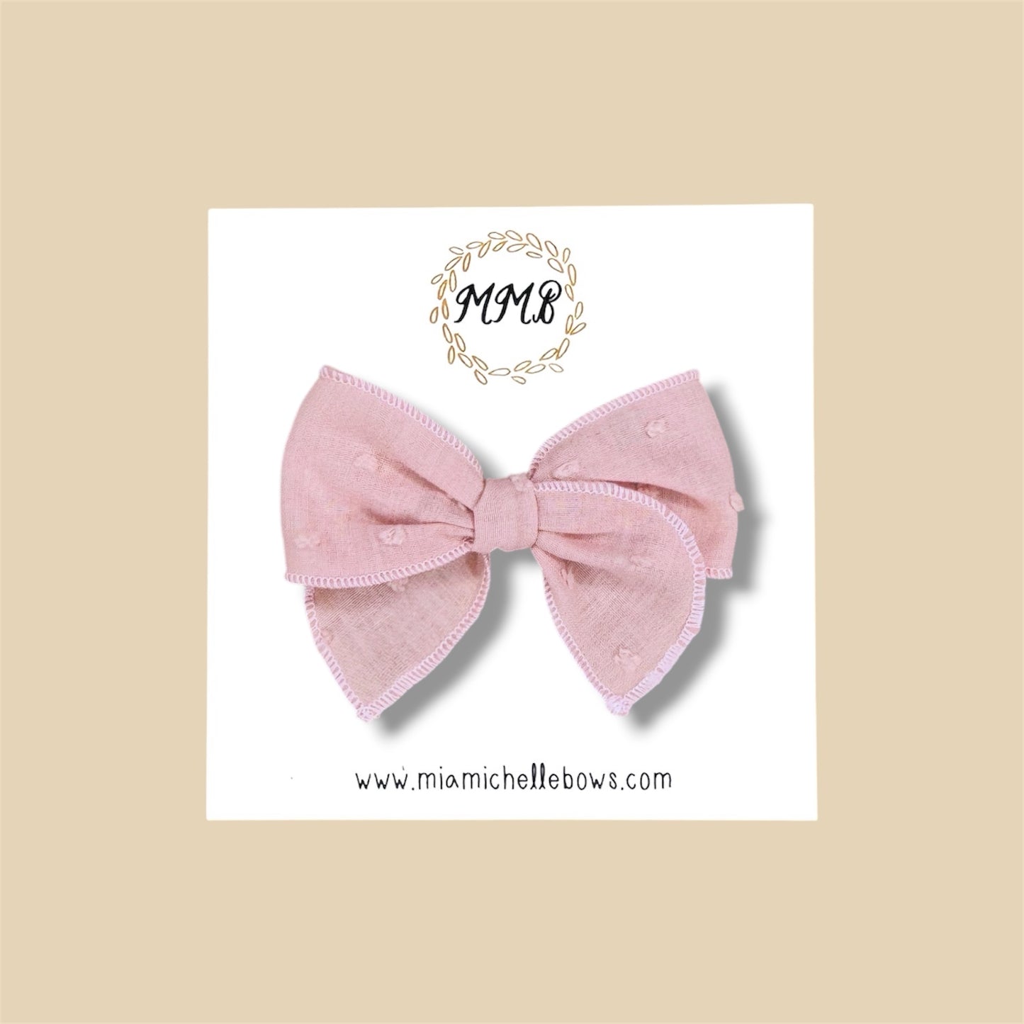 Blush Swiss Dot Fairytale Bow