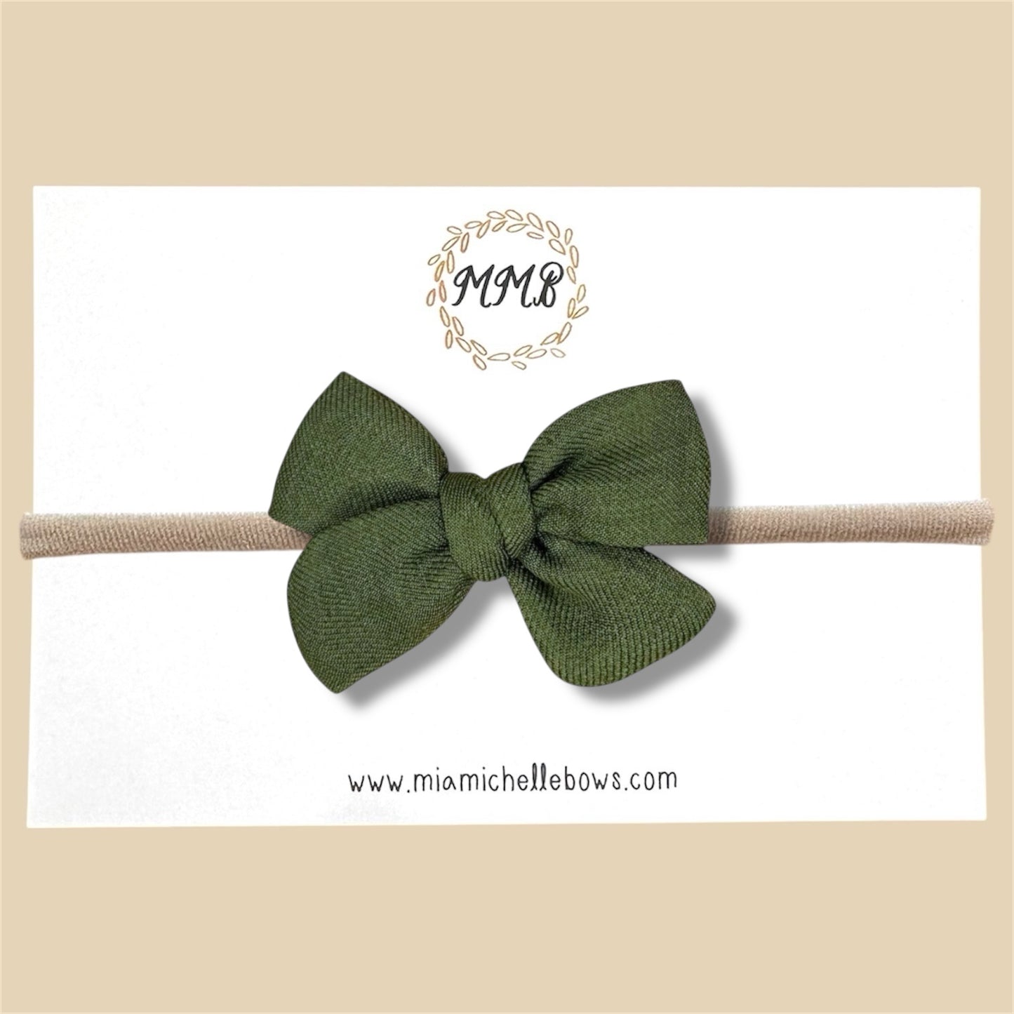 Hand Tied  Green Woven Bow