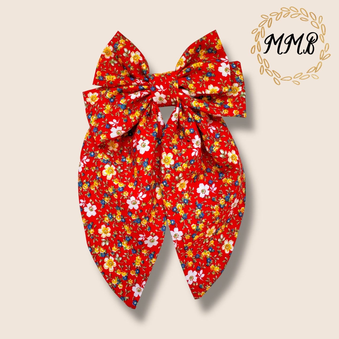 Red Heirloom Floral Luxe Bow