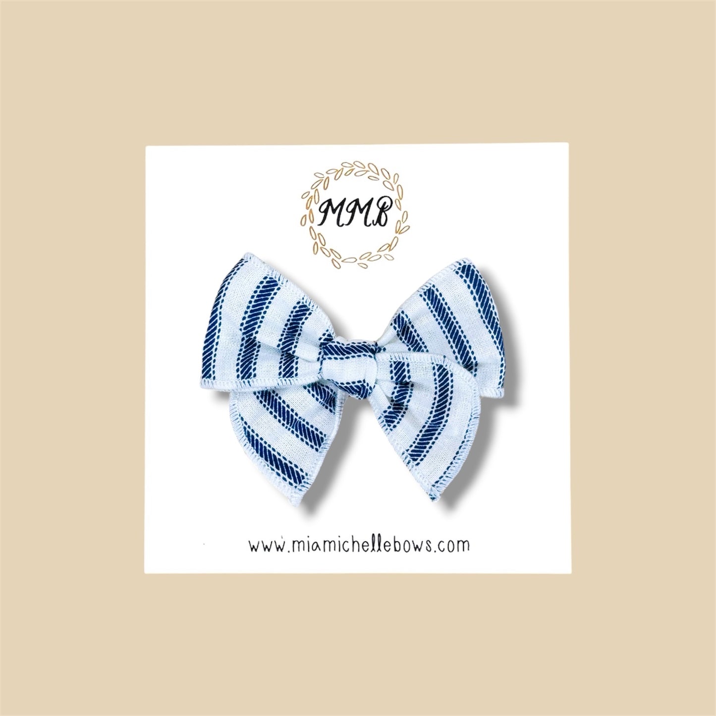 Denim Blue Stripe Fairytale Bow