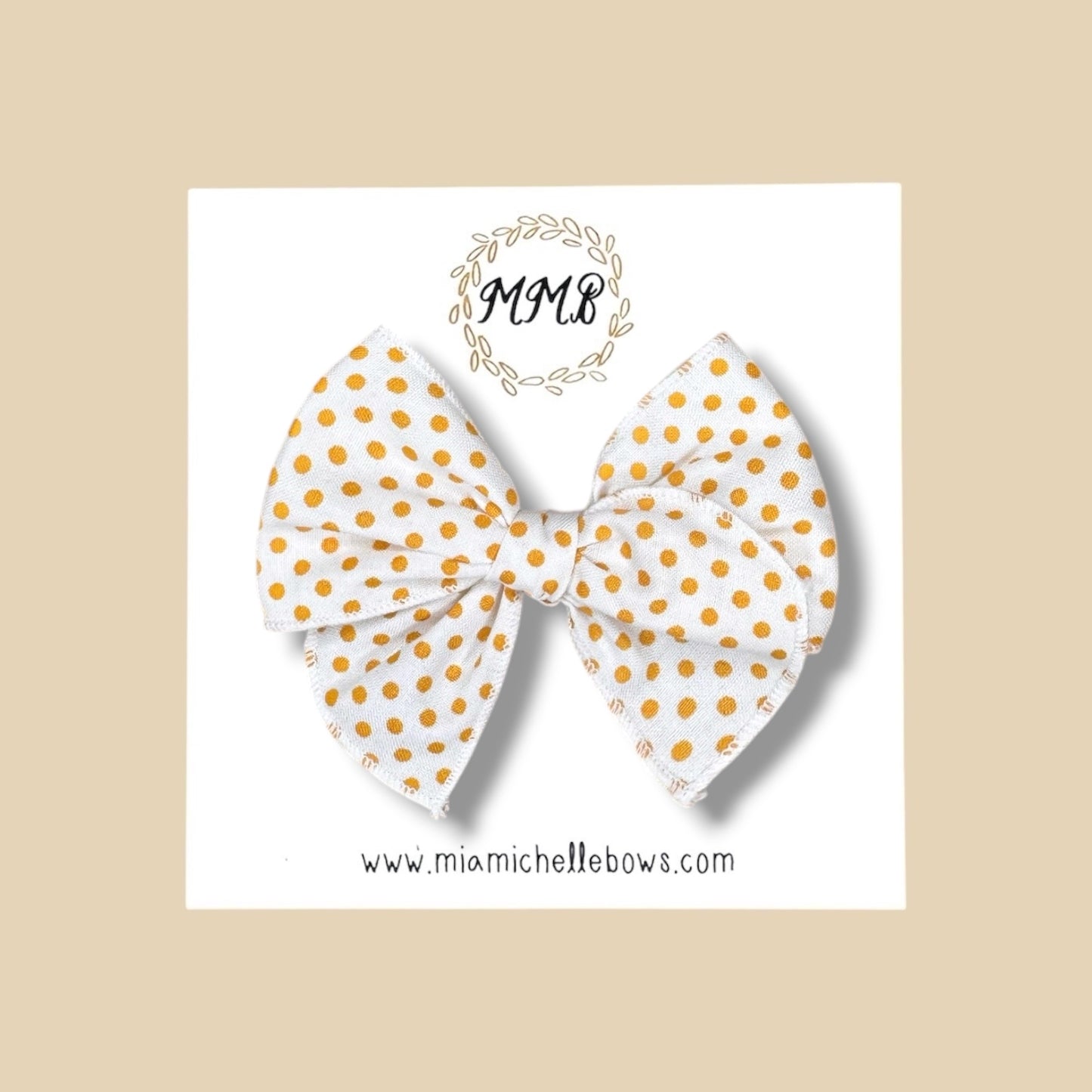 Mustard Polkadot Fairytale Bow