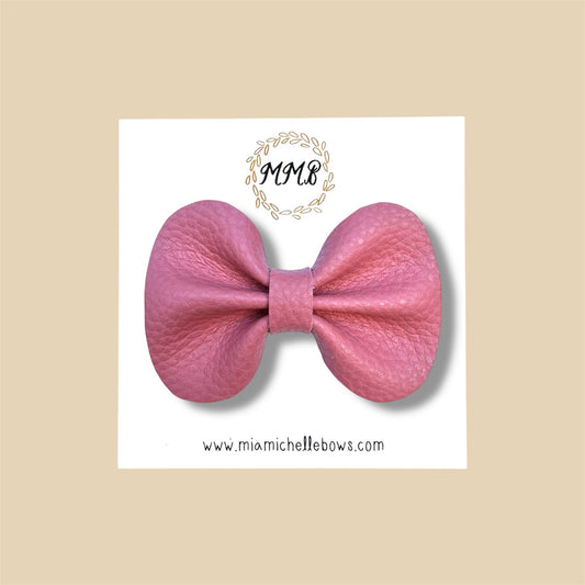 Mauve Genuine Leather Bow