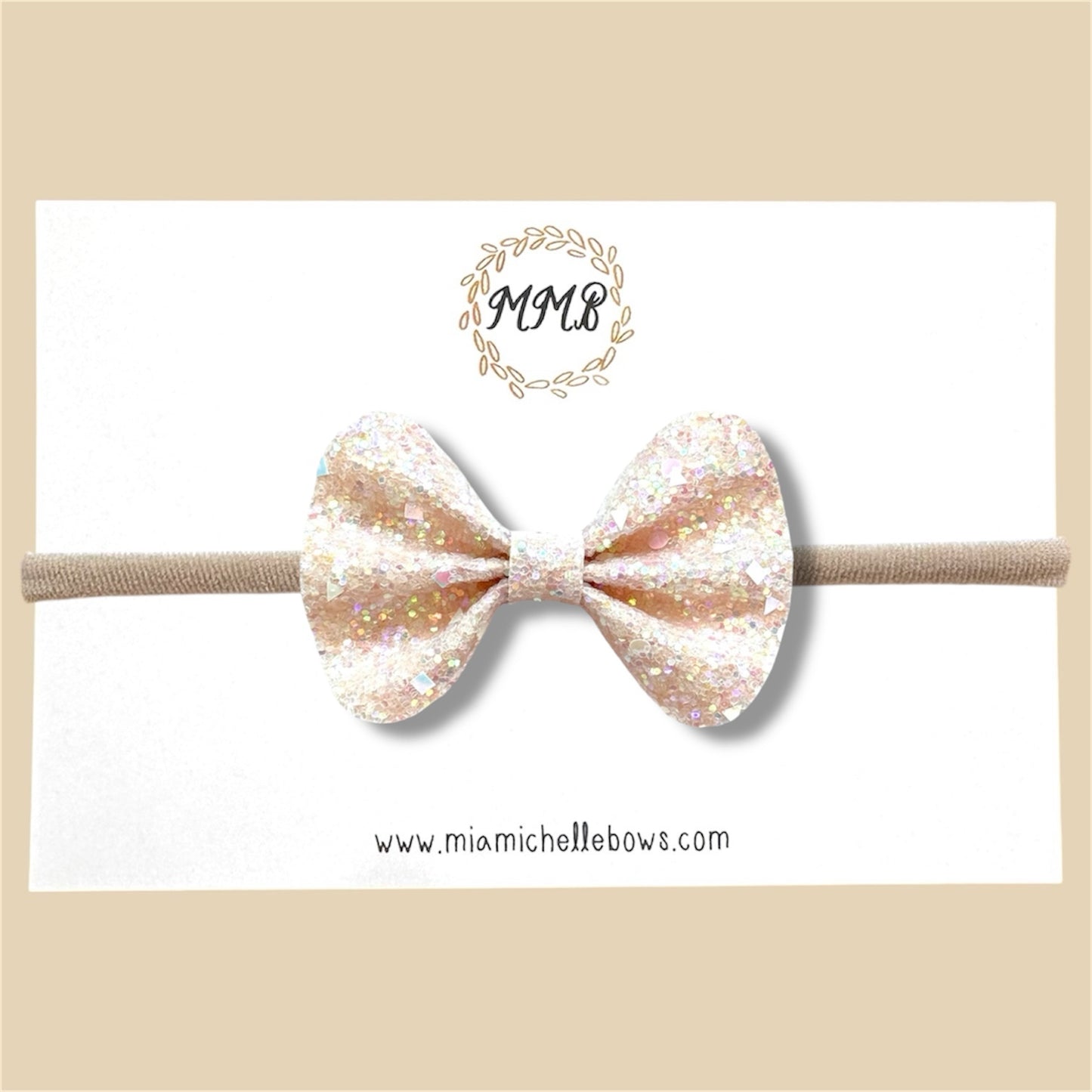 Ivory Confetti Glitter Bow