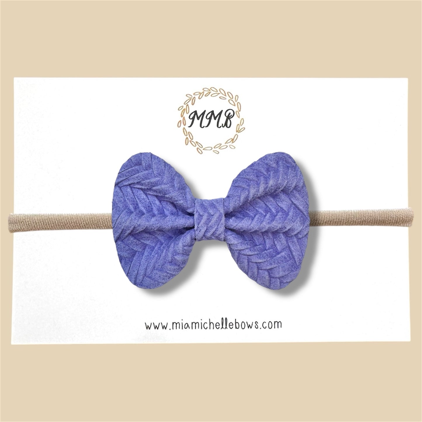 Lavender Basketweave Genuine Leather Bow