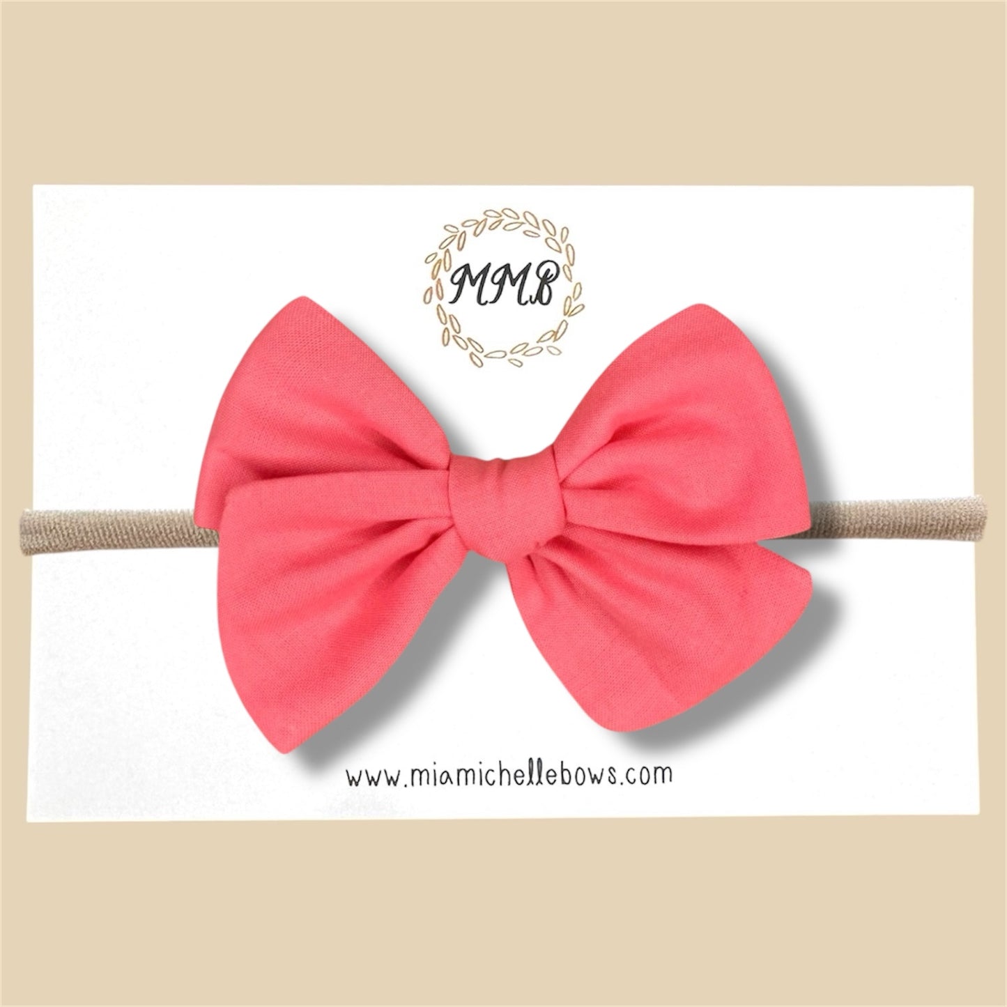 Hand-tied Bow in Soft Coral