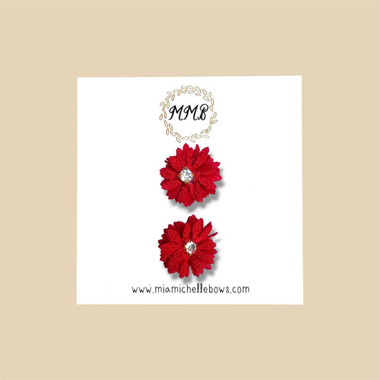 Red Mini Flower Clip Set