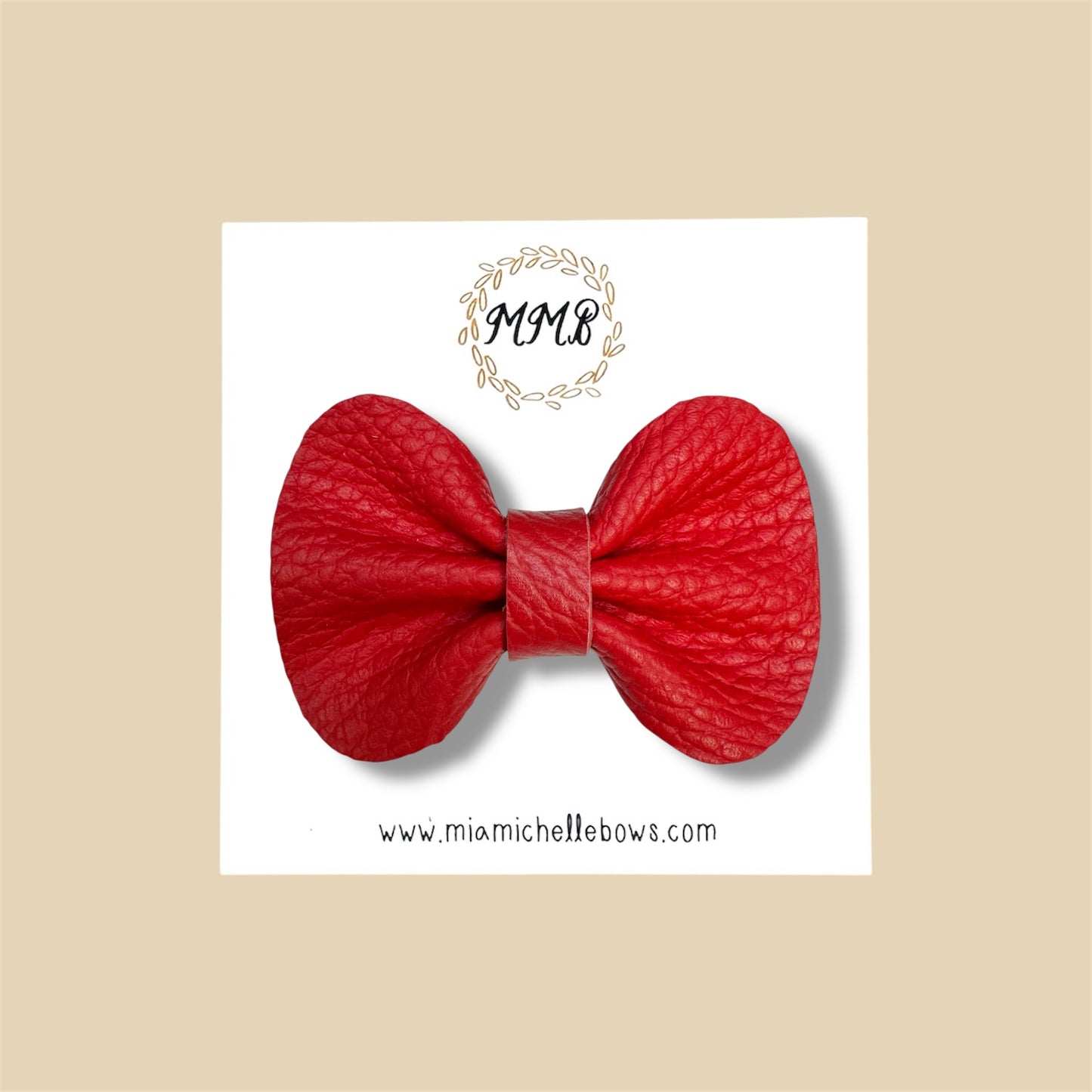 Red Pebbled Genuine Leather Bow
