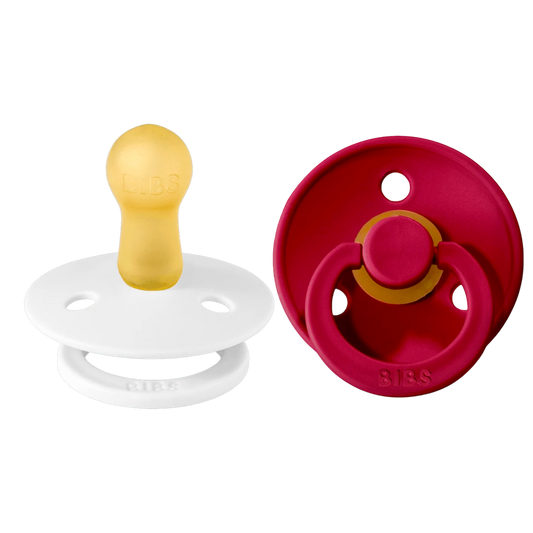 Bibs Colour Pacifier 2 Pack—Ruby & White