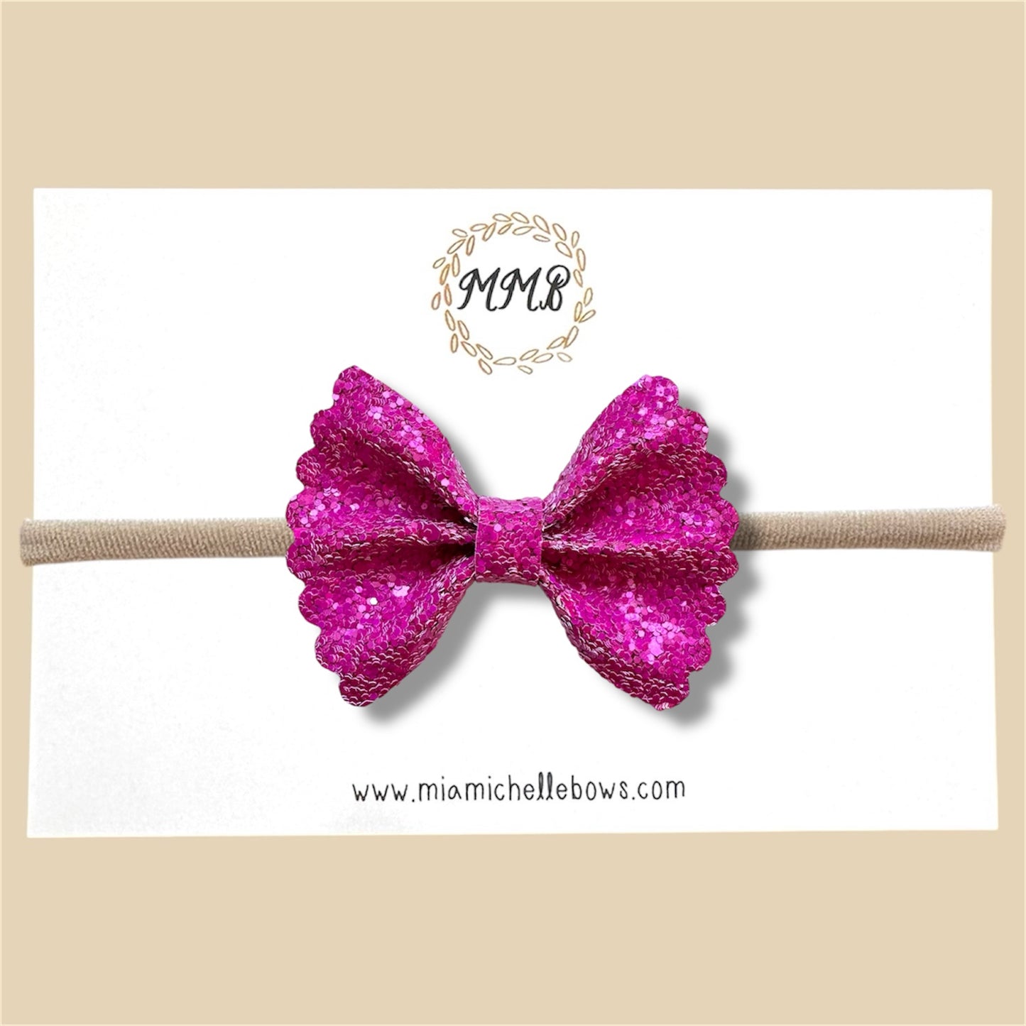 Magenta Scalloped Glitter Bow