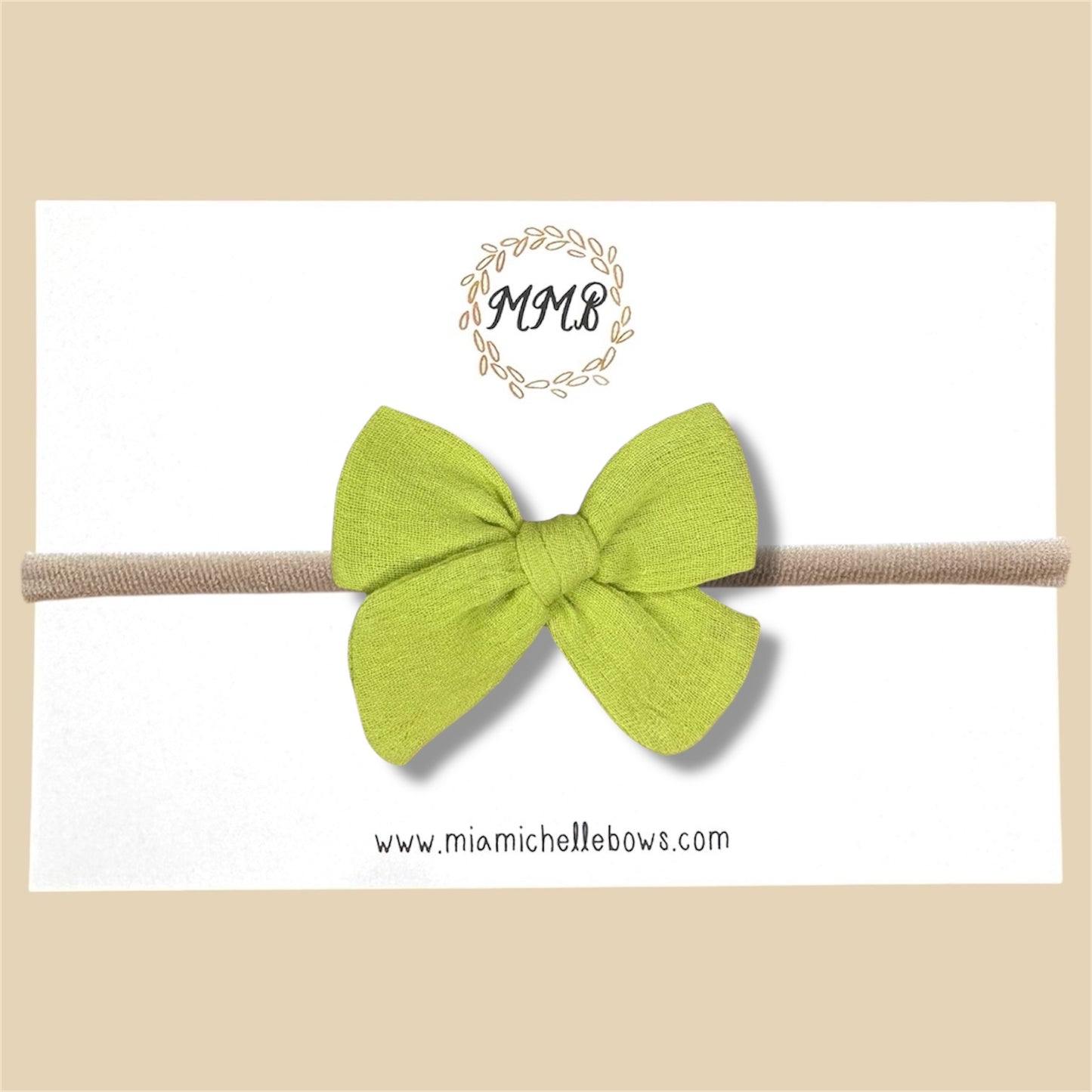 Hand-tied Gauze Bow in Key Lime