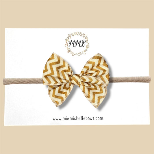 Gold Chevron Fairytale Bow