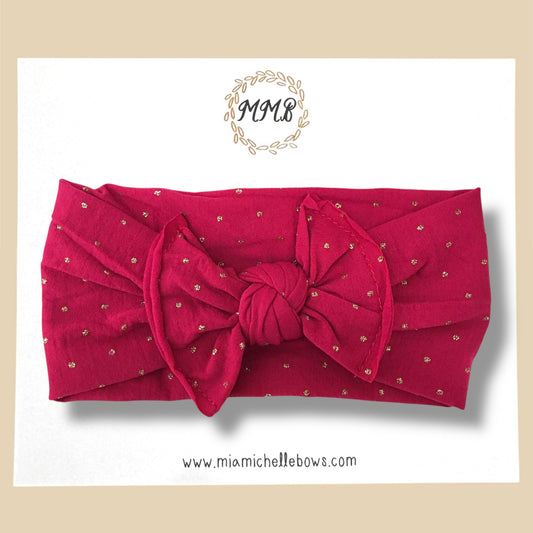 Cranberry Glitter Dot Headwrap