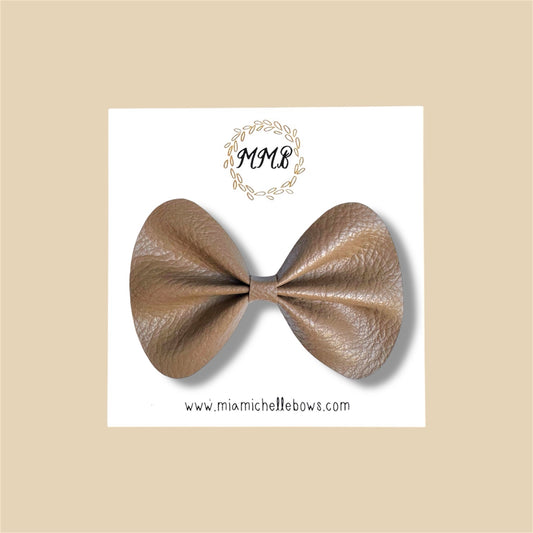 Tan Vegan Leather Bow