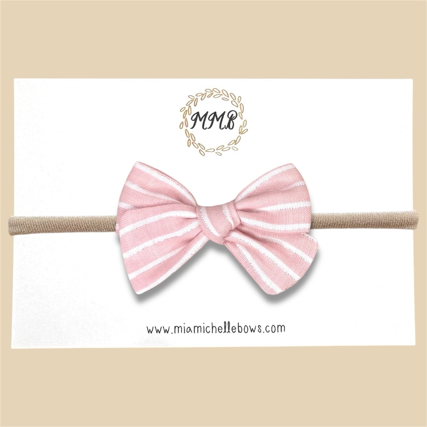 Hand-tied Blush and Silver Linen Bow