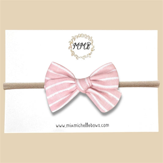 Hand-tied Blush and Silver Linen Bow