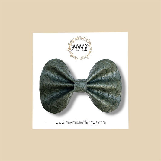 Hunter Green Vegan Leather Bow