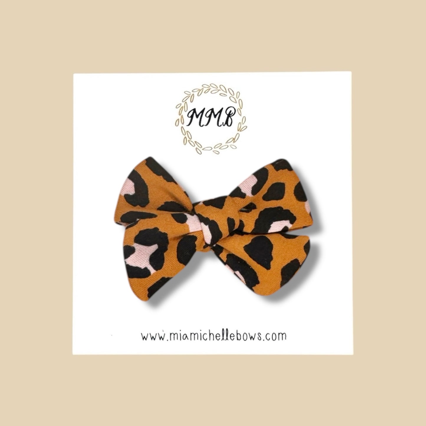 Leopard Stretch Knit Hand Tied Bow