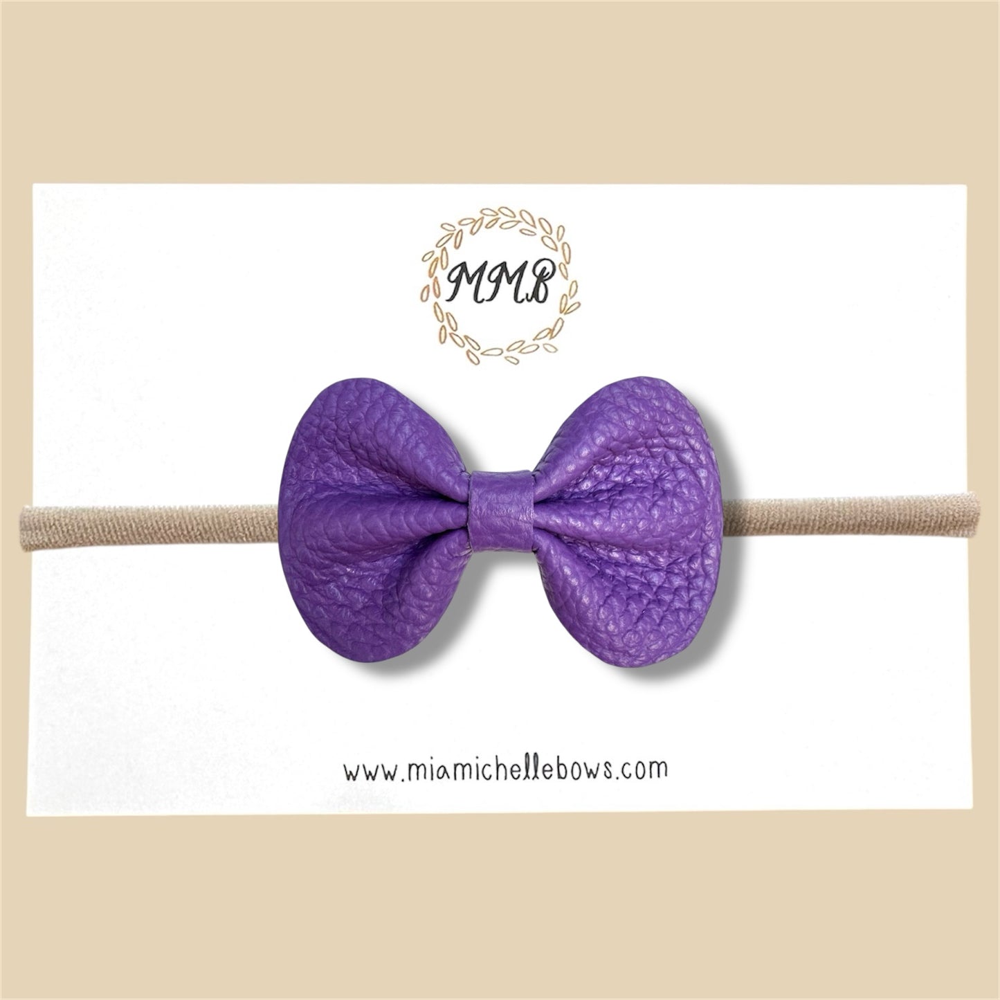 Purple Pebbled Genuine Leather Bow