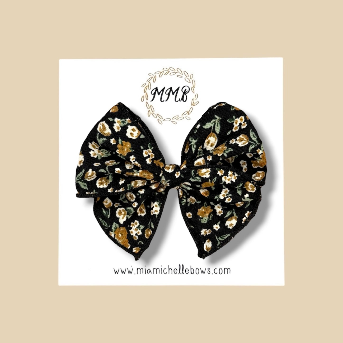 Black Mustard Floral Fairytale Bow