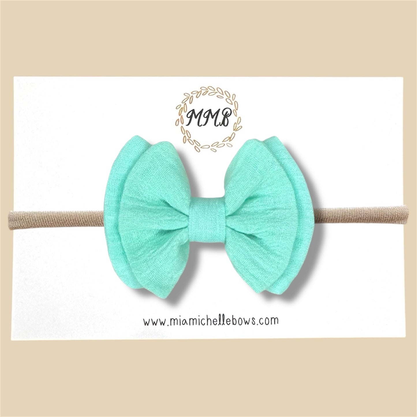 Double Layer Gauze Bow in Mint