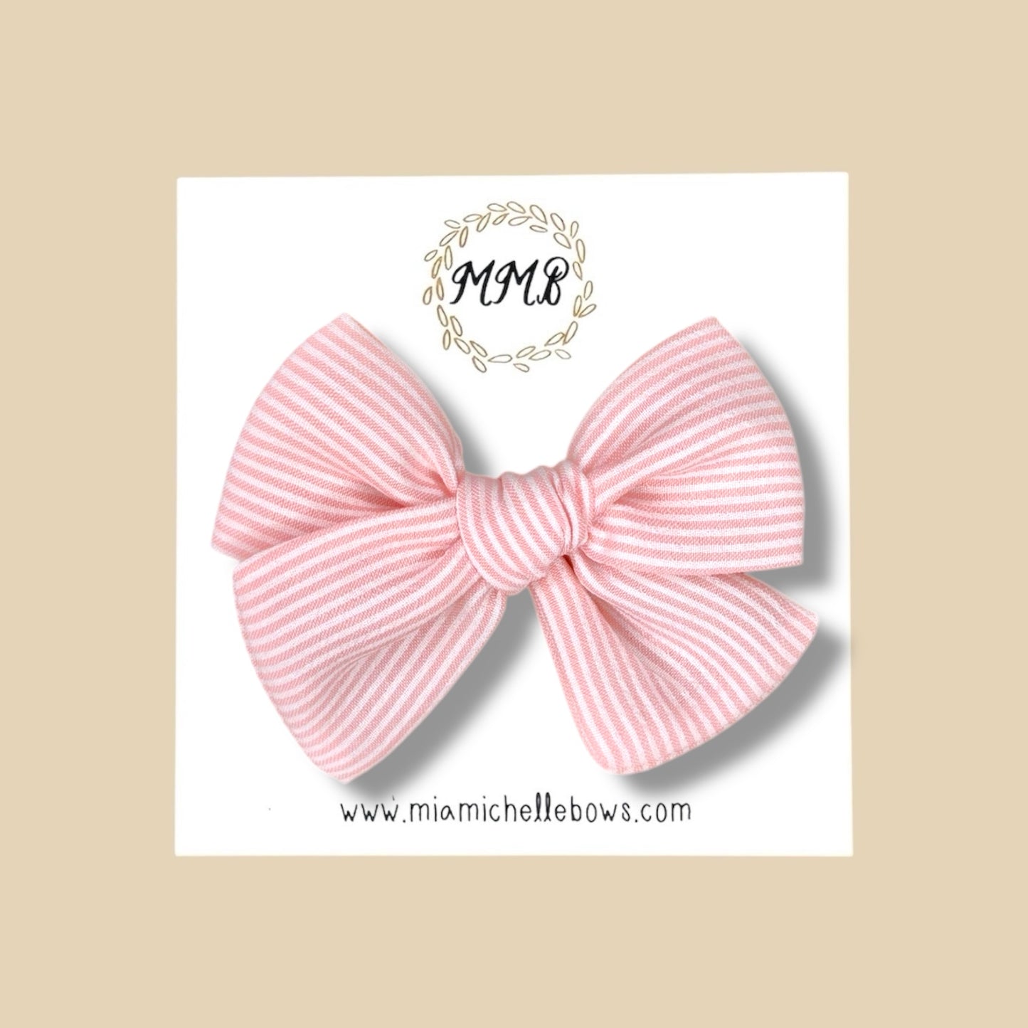 Hand-tied Pink Chiffon Striped Bow