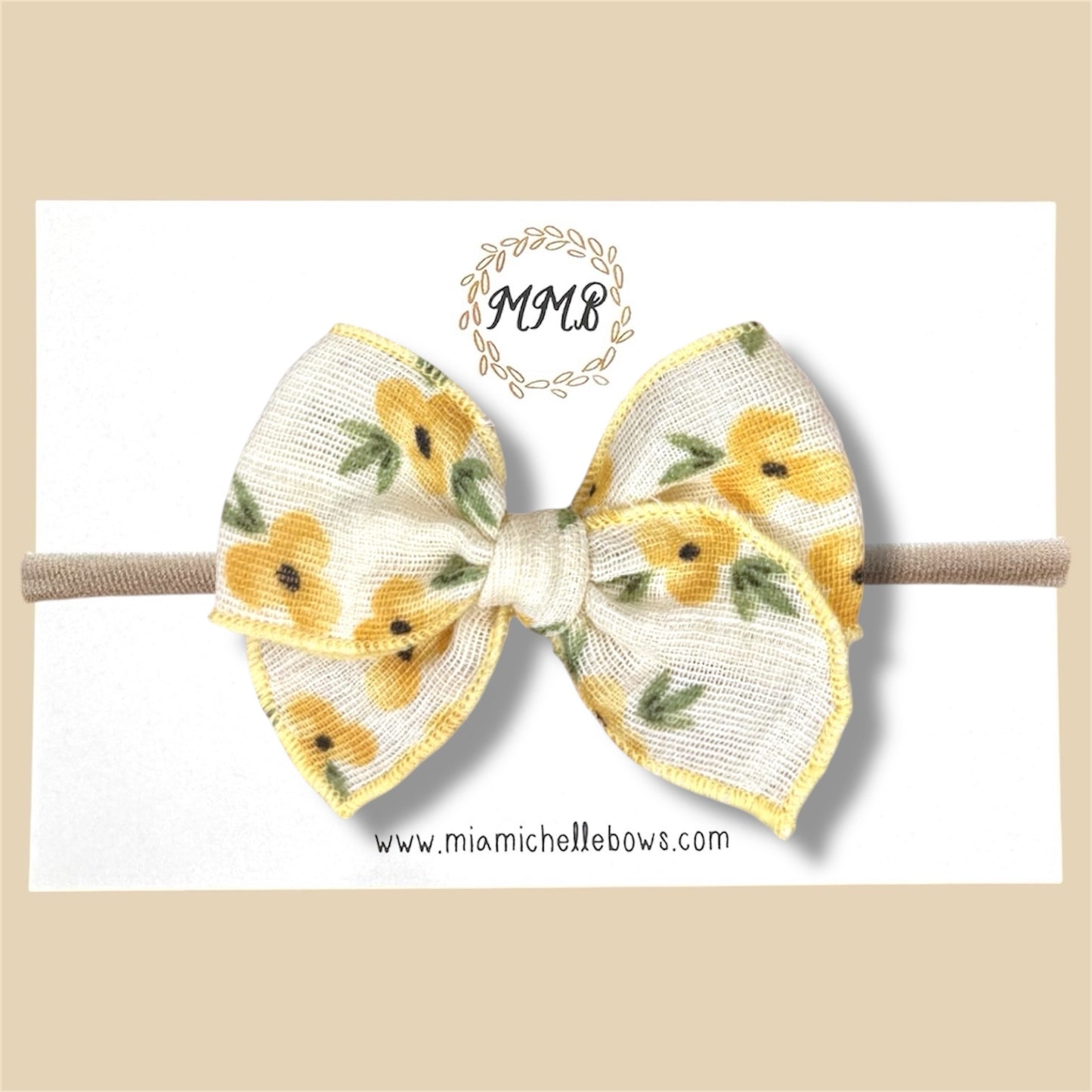 Yellow Floral Gauze Fairytale Bow