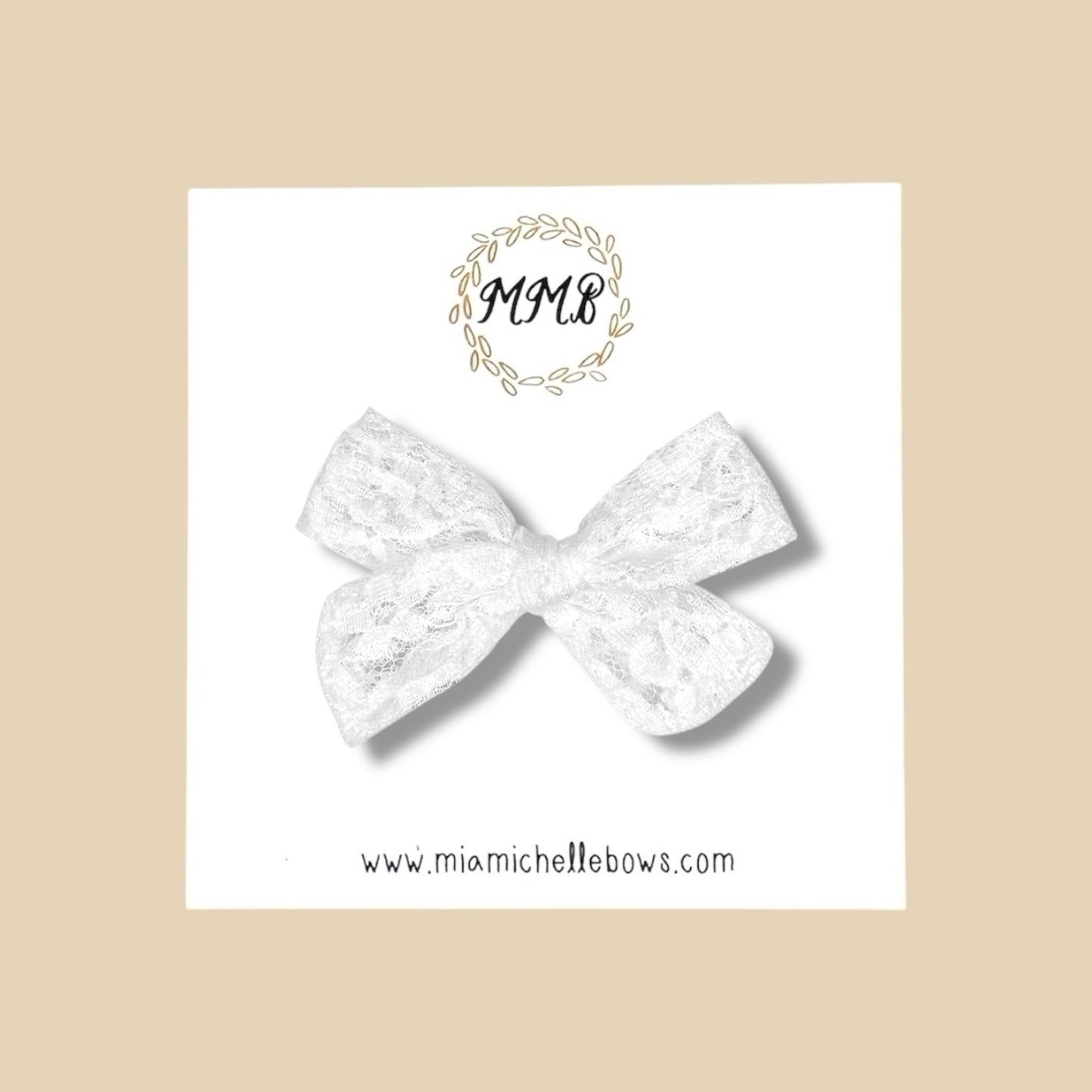 Hand-tied White Lace Bow