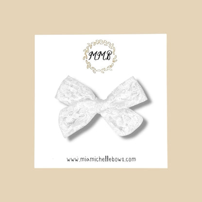 Hand-tied White Lace Bow