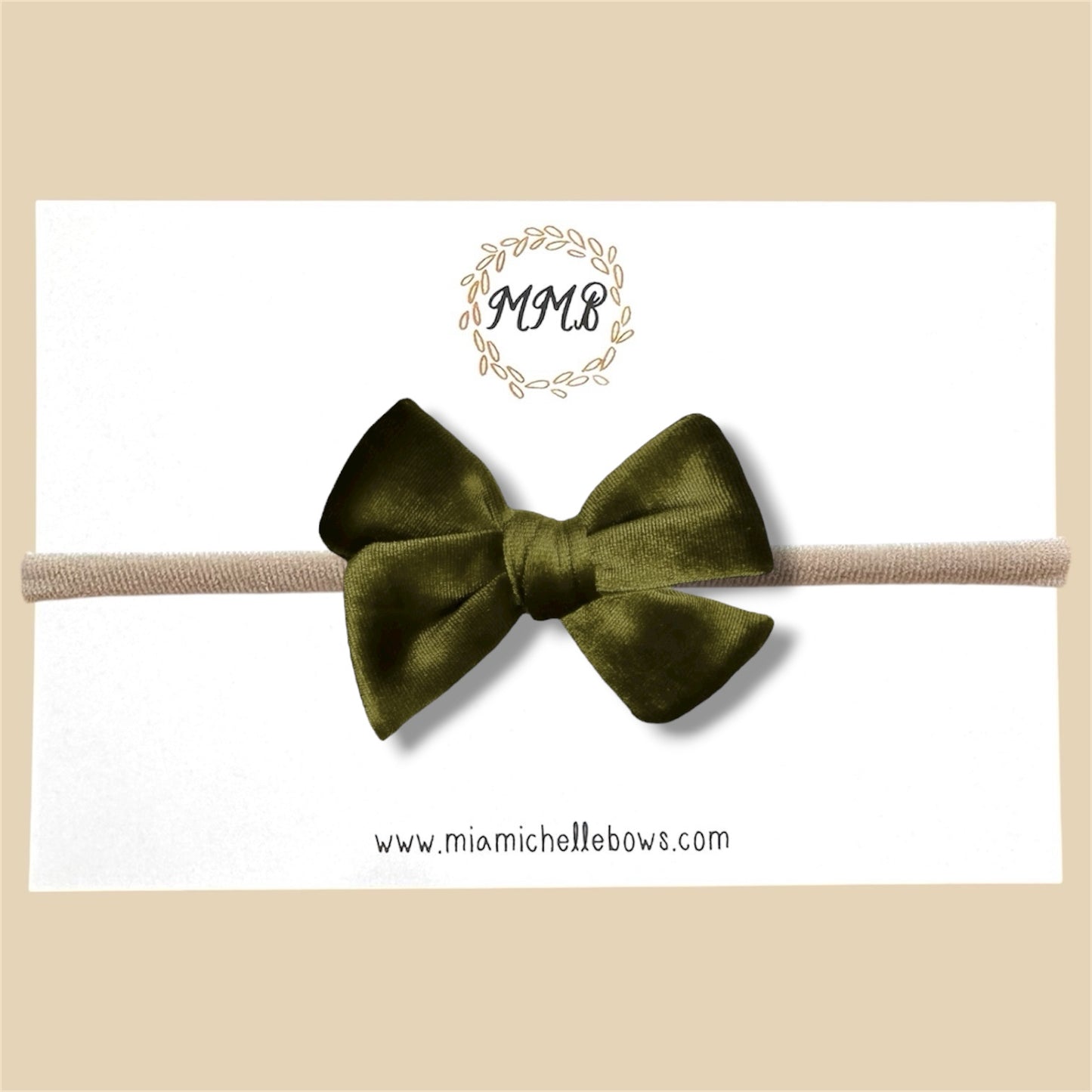 Velvet Bow in Olive