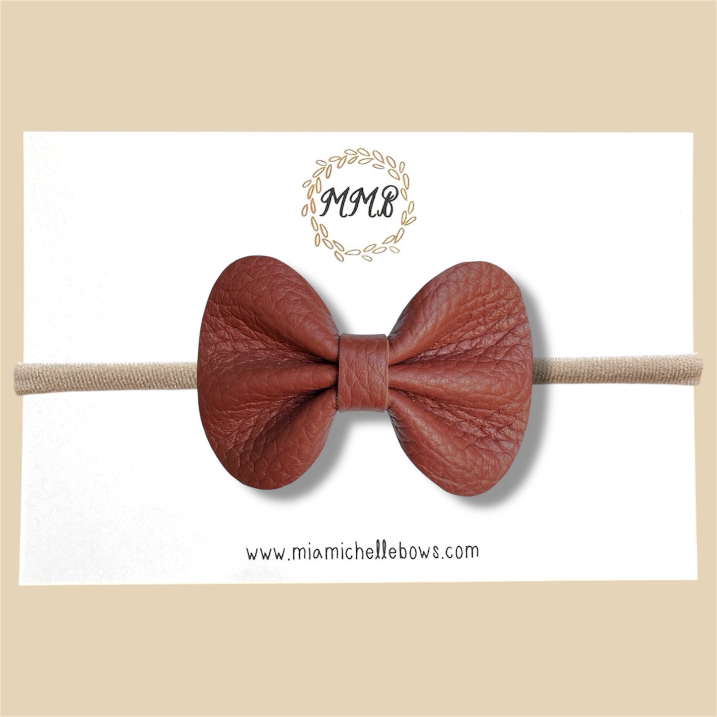 Brown Pebbled Genuine Leather Bow