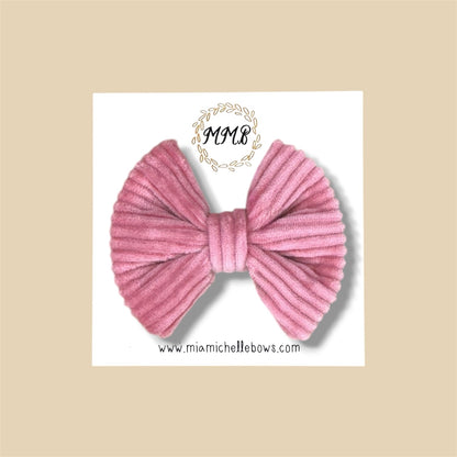 Mauve Pink Corduroy Bow
