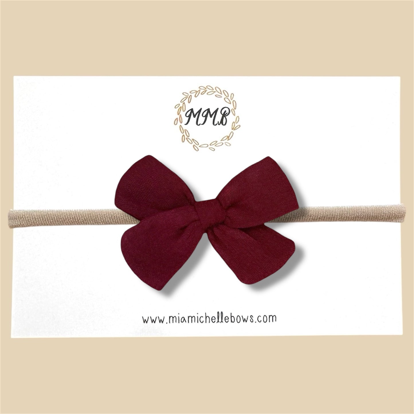 Hand-tied Gauze Bow in Burgundy