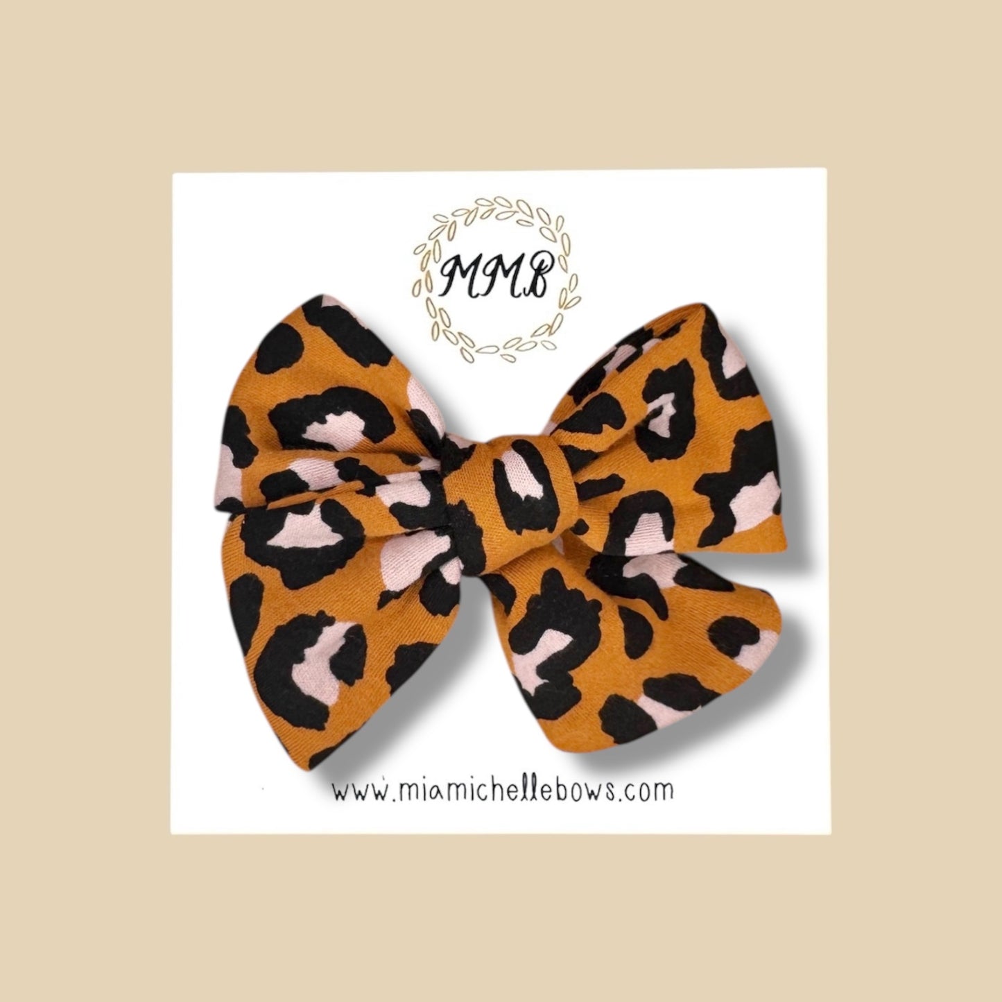 Leopard Stretch Knit Hand Tied Bow