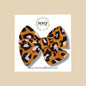 Leopard Stretch Knit Hand Tied Bow